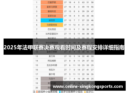 2025年法甲联赛决赛观看时间及赛程安排详细指南 2025年法甲联赛决赛观看时间及赛程安排详细指南